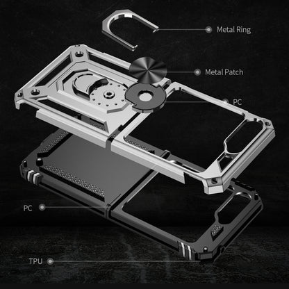 For Samsung Galaxy Z Flip5 Shockproof TPU + PC Phone Case with Holder(Silver) - Galaxy Z Flip5 Cases by buy2fix | Online Shopping UK | buy2fix