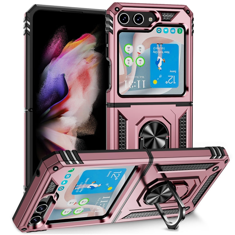 For Samsung Galaxy Z Flip5 Shockproof TPU + PC Phone Case with Holder(Rose Gold) - Galaxy Z Flip5 Cases by buy2fix | Online Shopping UK | buy2fix