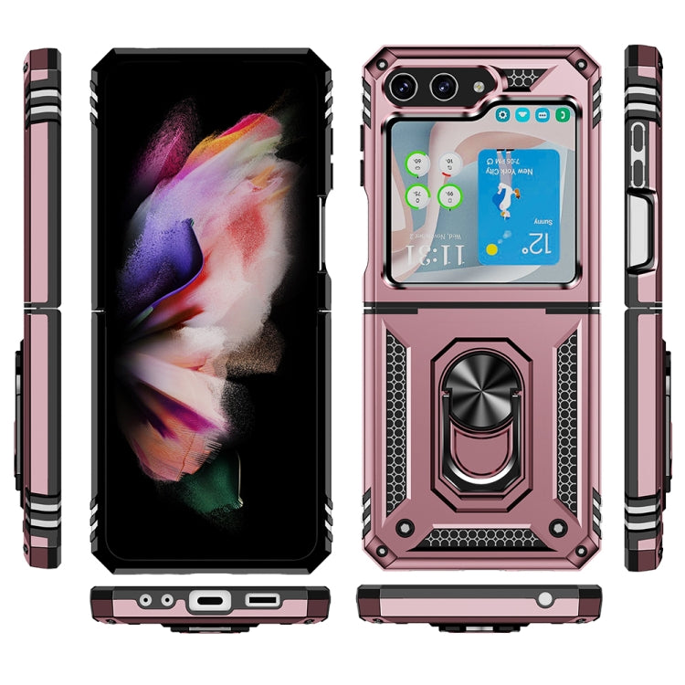 For Samsung Galaxy Z Flip5 Shockproof TPU + PC Phone Case with Holder(Rose Gold) - Galaxy Z Flip5 Cases by buy2fix | Online Shopping UK | buy2fix