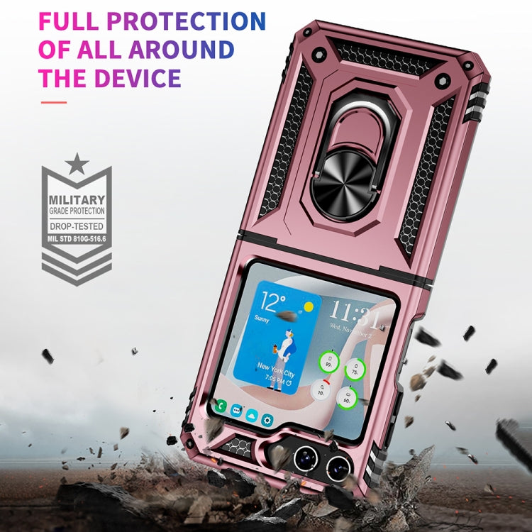 For Samsung Galaxy Z Flip5 Shockproof TPU + PC Phone Case with Holder(Rose Gold) - Galaxy Z Flip5 Cases by buy2fix | Online Shopping UK | buy2fix
