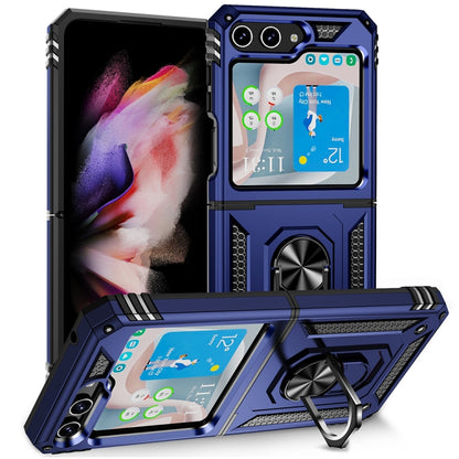 For Samsung Galaxy Z Flip5 Shockproof TPU + PC Phone Case with Holder(Blue) - Galaxy Z Flip5 Cases by buy2fix | Online Shopping UK | buy2fix