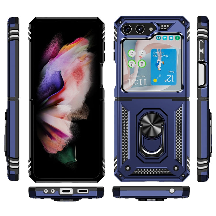 For Samsung Galaxy Z Flip5 Shockproof TPU + PC Phone Case with Holder(Blue) - Galaxy Z Flip5 Cases by buy2fix | Online Shopping UK | buy2fix