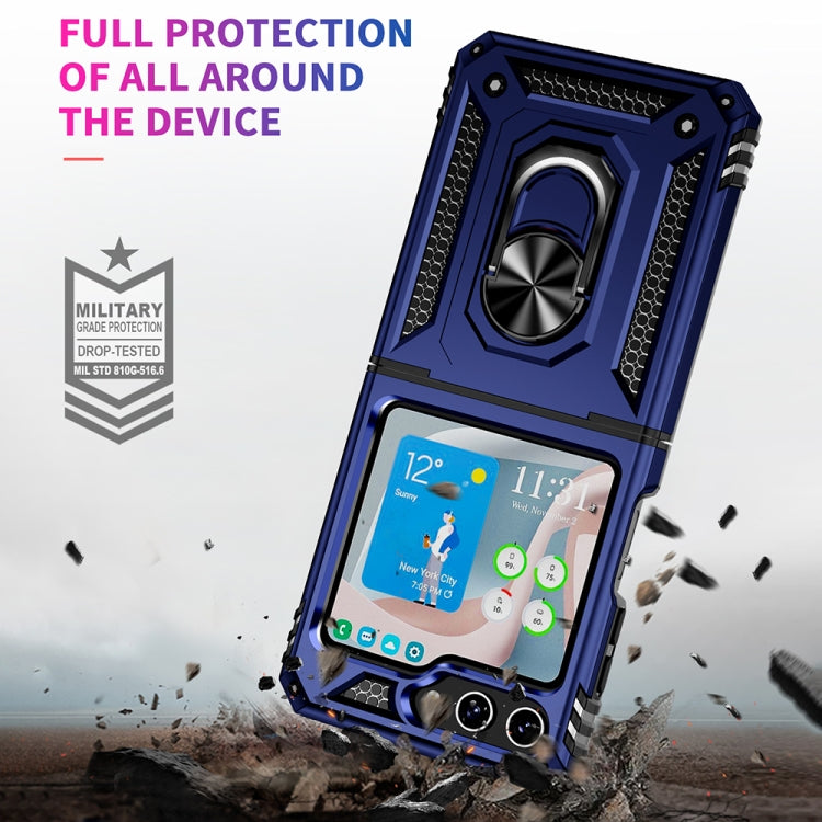 For Samsung Galaxy Z Flip5 Shockproof TPU + PC Phone Case with Holder(Blue) - Galaxy Z Flip5 Cases by buy2fix | Online Shopping UK | buy2fix