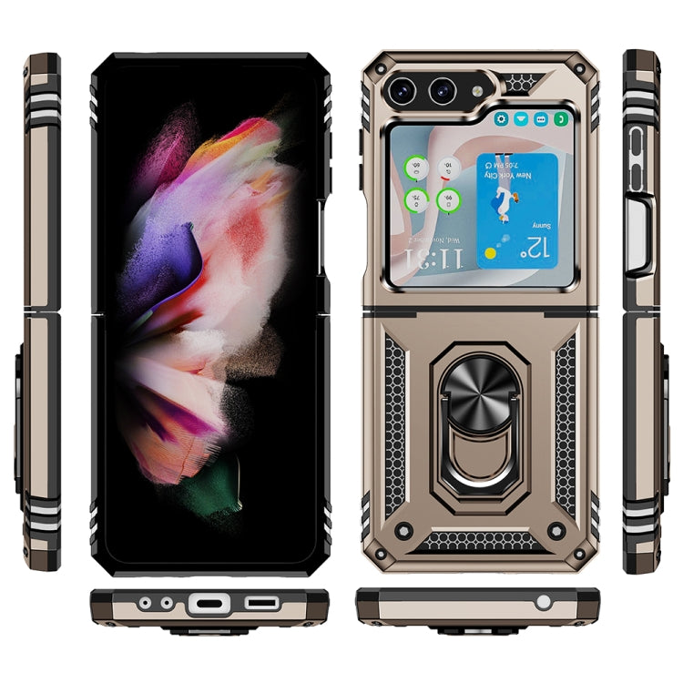 For Samsung Galaxy Z Flip5 Shockproof TPU + PC Phone Case with Holder(Gold) - Galaxy Z Flip5 Cases by buy2fix | Online Shopping UK | buy2fix