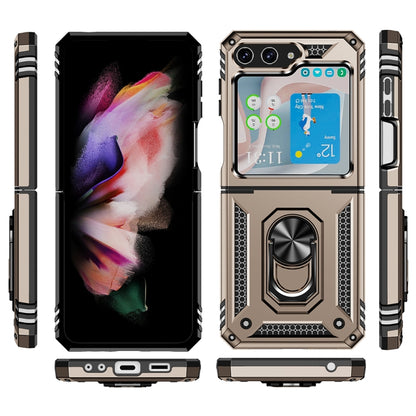 For Samsung Galaxy Z Flip5 Shockproof TPU + PC Phone Case with Holder(Gold) - Galaxy Z Flip5 Cases by buy2fix | Online Shopping UK | buy2fix