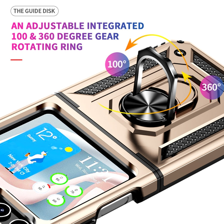 For Samsung Galaxy Z Flip5 Shockproof TPU + PC Phone Case with Holder(Gold) - Galaxy Z Flip5 Cases by buy2fix | Online Shopping UK | buy2fix