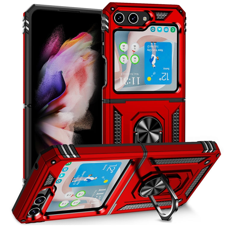 For Samsung Galaxy Z Flip5 Shockproof TPU + PC Phone Case with Holder(Red) - Galaxy Z Flip5 Cases by buy2fix | Online Shopping UK | buy2fix
