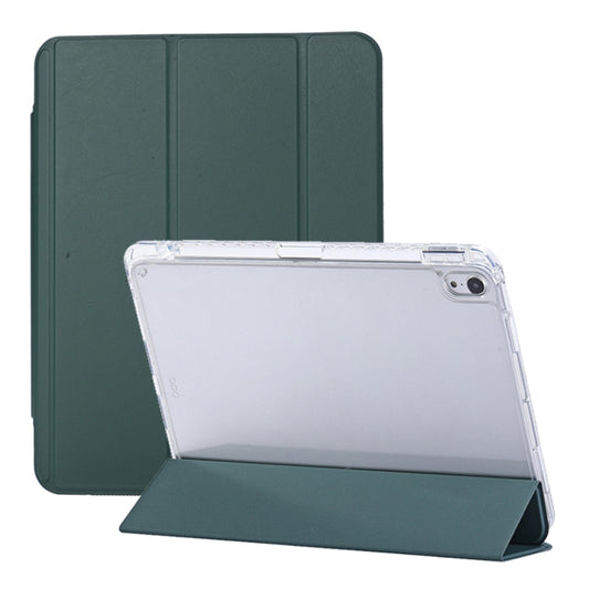 For iPad Air 2022 / 2020 10.9 3-Fold Lock Buckle Leather Smart Tablet Case(Deep Green) - iPad Air (2022) / (2020) 10.9 Cases by buy2fix | Online Shopping UK | buy2fix