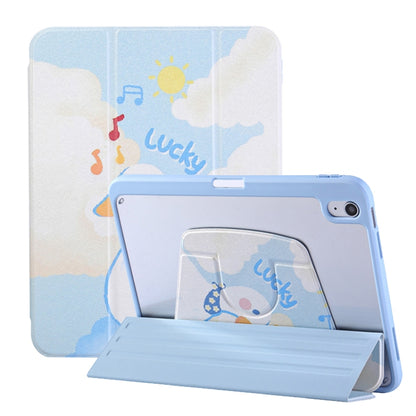 For iPad 10.2 2021 / 2020 / 10.5 3-Fold 360 Rotation Painted Leather Smart Tablet Case(Lucky Duck) - iPad 10.2 Cases by buy2fix | Online Shopping UK | buy2fix