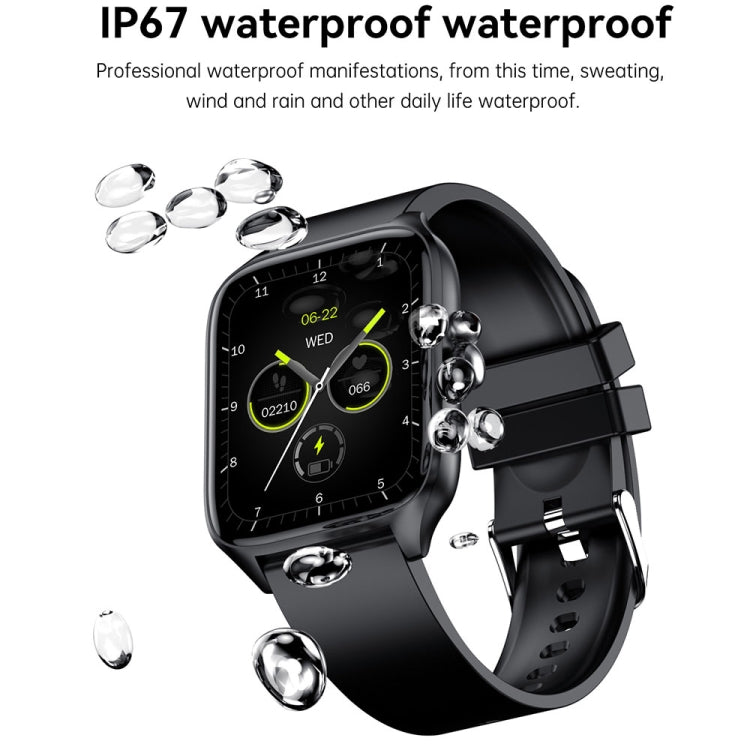 T19 Pro 1.96 inch IP67 Waterproof Silicone Band Smart Watch, Supports Dual-mode Bluetooth Call / Heart Rate Monitoring(Black) by buy2fix