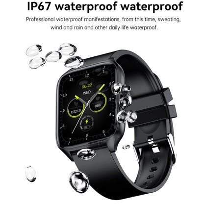 T19 Pro 1.96 inch IP67 Waterproof Silicone Band Smart Watch, Supports Dual-mode Bluetooth Call / Heart Rate Monitoring(Black) by buy2fix