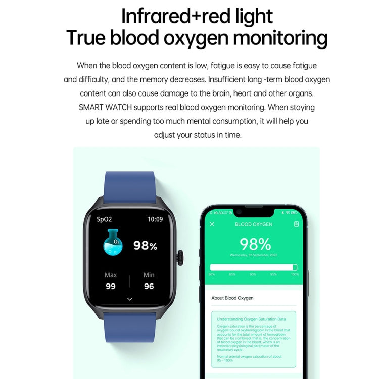 T19 Pro 1.96 inch IP67 Waterproof Silicone Band Smart Watch, Supports Dual-mode Bluetooth Call / Heart Rate Monitoring(Blue) by buy2fix