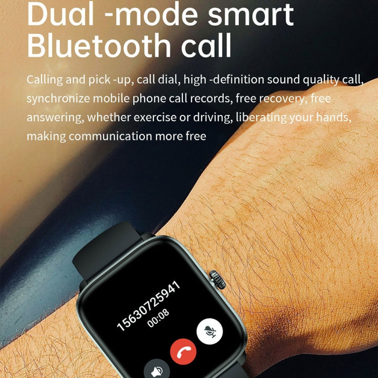 T20 1.96 inch IP67 Waterproof Silicone Band Smart Watch, Supports Dual-mode Bluetooth Call / Heart Rate Monitoring(Blue) by buy2fix