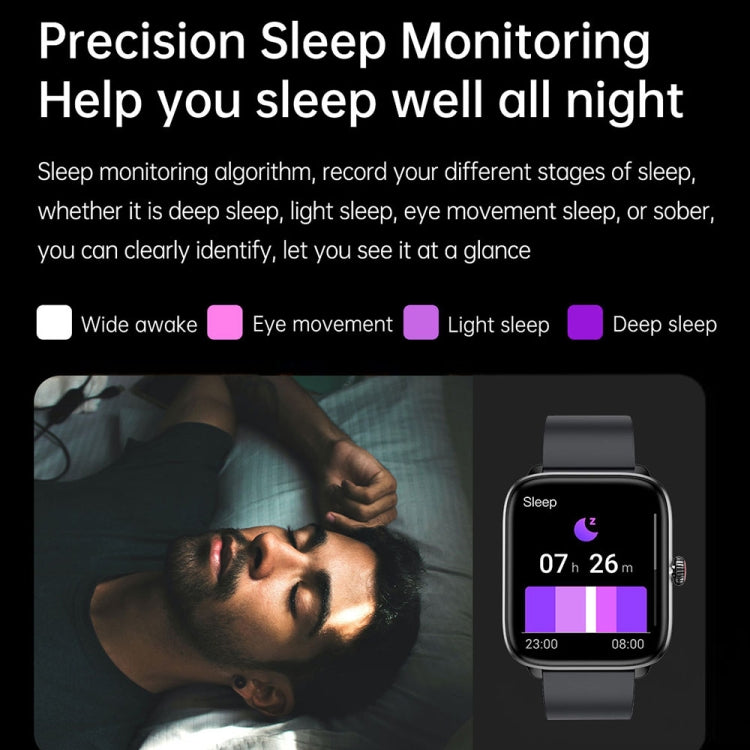 T20 1.96 inch IP67 Waterproof Silicone Band Smart Watch, Supports Dual-mode Bluetooth Call / Heart Rate Monitoring(Black) by buy2fix