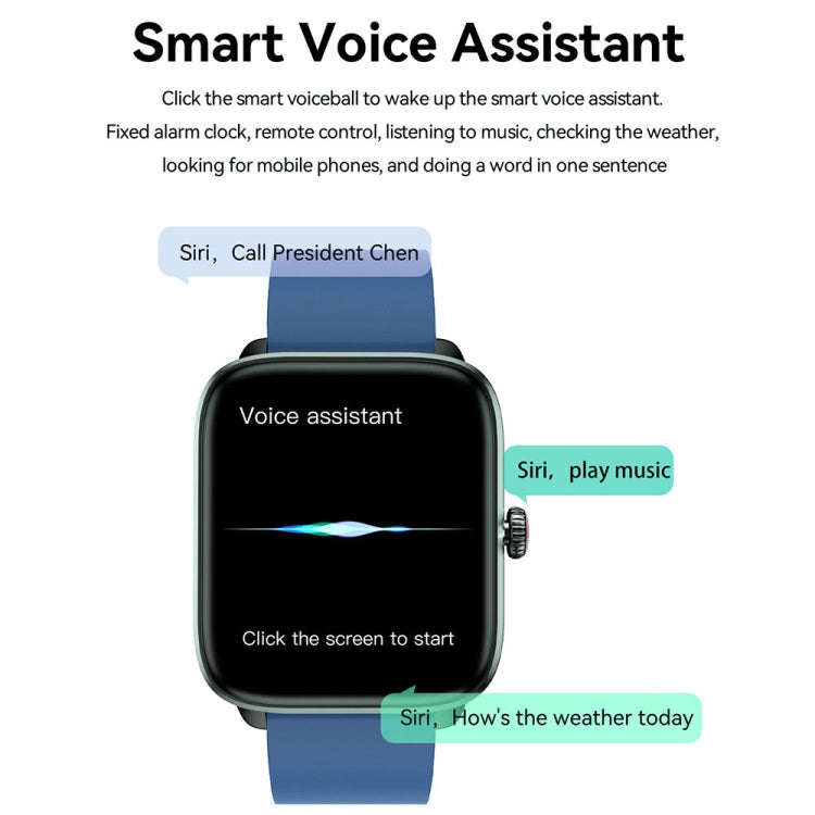 T20 1.96 inch IP67 Waterproof Silicone Band Smart Watch, Supports Dual-mode Bluetooth Call / Heart Rate Monitoring(Blue) by buy2fix