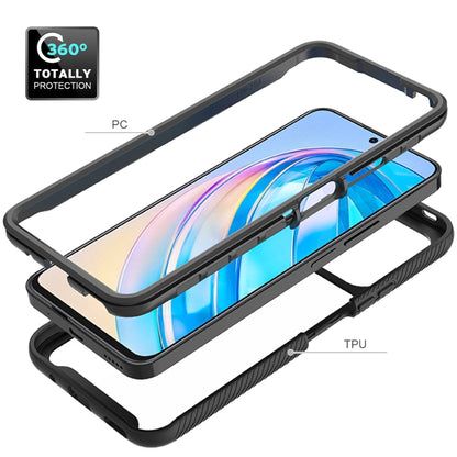 For Honor X7a Starry Sky Solid Color Shockproof TPU Clear PC Phone Case(Black) by buy2fix