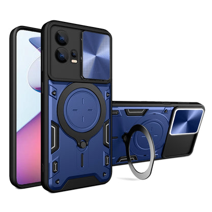 For Motorola Edge 30 Fusion CD Texture Sliding Camshield Magnetic Holder Phone Case(Blue) - Motorola Cases by buy2fix | Online Shopping UK | buy2fix
