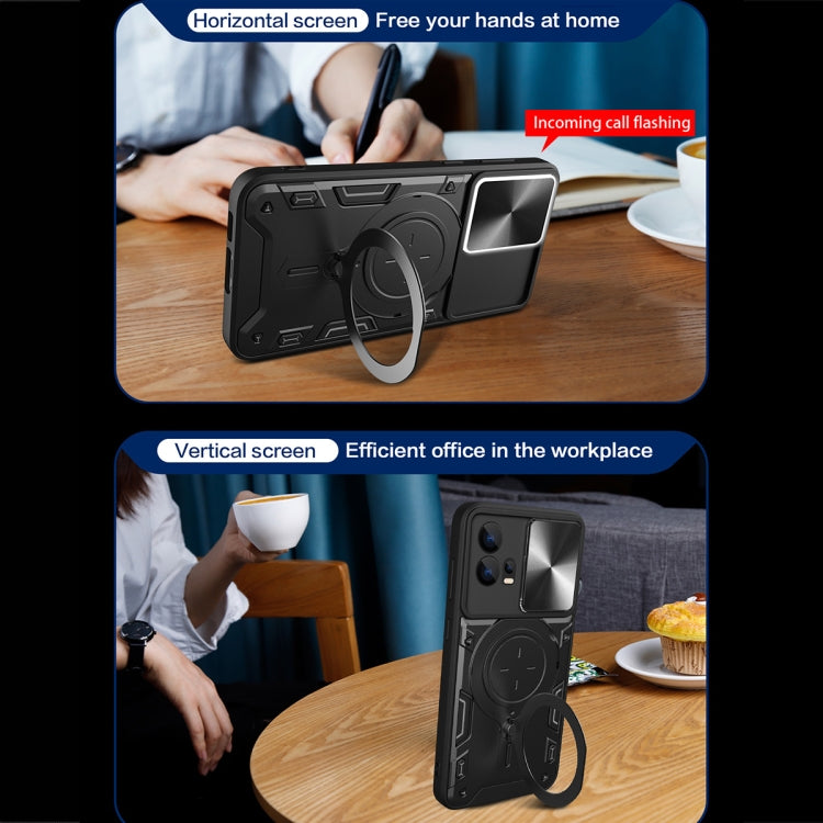 For Motorola Edge 30 Fusion CD Texture Sliding Camshield Magnetic Holder Phone Case(Silver) - Motorola Cases by buy2fix | Online Shopping UK | buy2fix