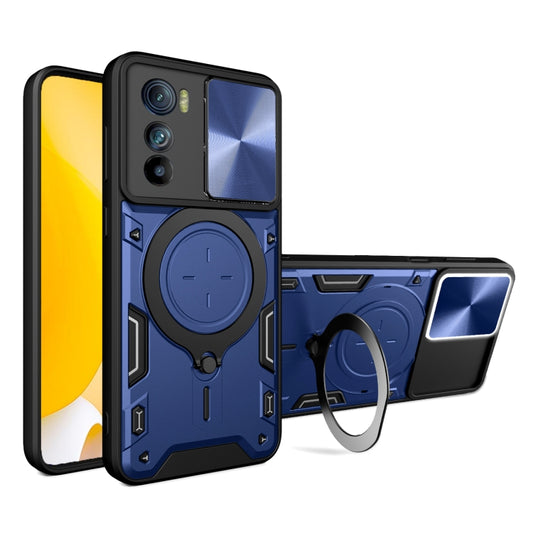 For Motorola Edge 30 CD Texture Sliding Camshield Magnetic Holder Phone Case(Blue) - Motorola Cases by buy2fix | Online Shopping UK | buy2fix