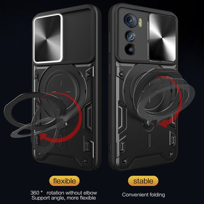 For Motorola Edge 30 CD Texture Sliding Camshield Magnetic Holder Phone Case(Silver) - Motorola Cases by buy2fix | Online Shopping UK | buy2fix