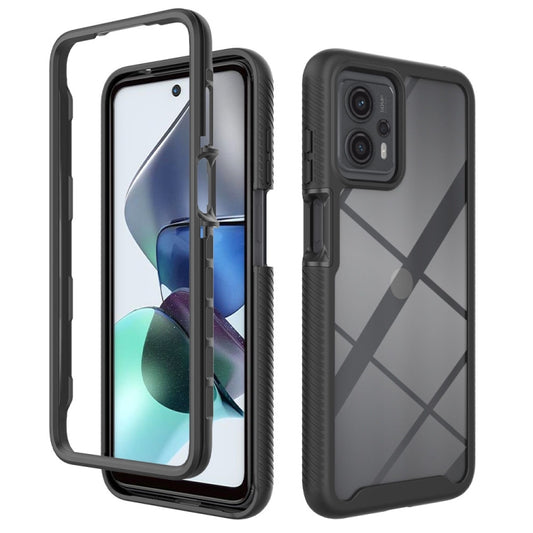 For Motorola Moto G13 / G23 Starry Sky Solid Color Shockproof TPU Clear PC Phone Case(Black) - Motorola Cases by buy2fix | Online Shopping UK | buy2fix