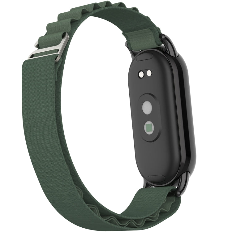 For Xiaomi Mi Band 8 Metal Plug Loop Nylon Watch Band(Black+Army Green) - Watch Bands by buy2fix | Online Shopping UK | buy2fix