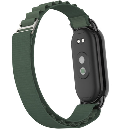 For Xiaomi Mi Band 8 Metal Plug Loop Nylon Watch Band(Black+Army Green) - Watch Bands by buy2fix | Online Shopping UK | buy2fix