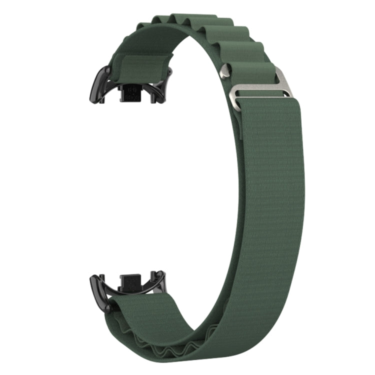 For Xiaomi Mi Band 8 Metal Plug Loop Nylon Watch Band(Black+Army Green) - Watch Bands by buy2fix | Online Shopping UK | buy2fix