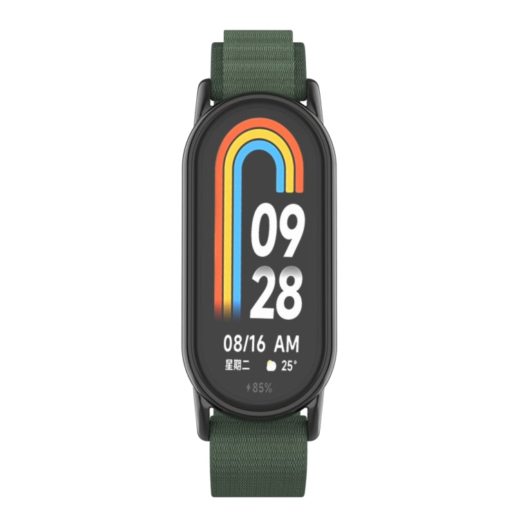 For Xiaomi Mi Band 8 Metal Plug Loop Nylon Watch Band(Black+Army Green) - Watch Bands by buy2fix | Online Shopping UK | buy2fix