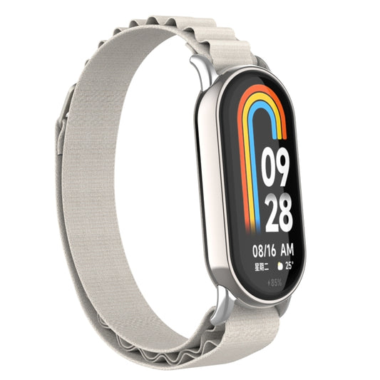 For Xiaomi Mi Band 8 Metal Plug Loop Nylon Watch Band(Silver+Starlight) - Watch Bands by buy2fix | Online Shopping UK | buy2fix