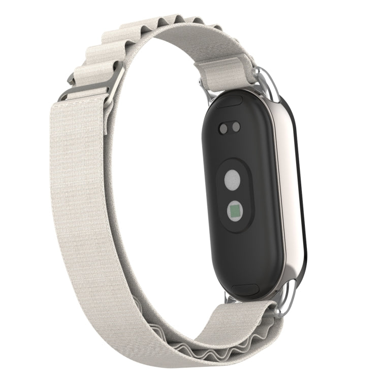 For Xiaomi Mi Band 8 Metal Plug Loop Nylon Watch Band(Silver+Starlight) - Watch Bands by buy2fix | Online Shopping UK | buy2fix