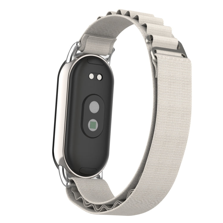 For Xiaomi Mi Band 8 Metal Plug Loop Nylon Watch Band(Silver+Starlight) - Watch Bands by buy2fix | Online Shopping UK | buy2fix