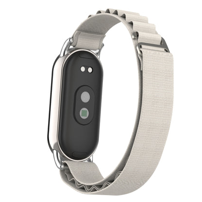 For Xiaomi Mi Band 8 Metal Plug Loop Nylon Watch Band(Silver+Starlight) - Watch Bands by buy2fix | Online Shopping UK | buy2fix