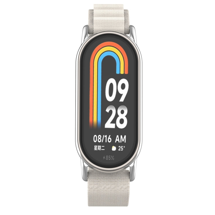For Xiaomi Mi Band 8 Metal Plug Loop Nylon Watch Band(Silver+Starlight) - Watch Bands by buy2fix | Online Shopping UK | buy2fix