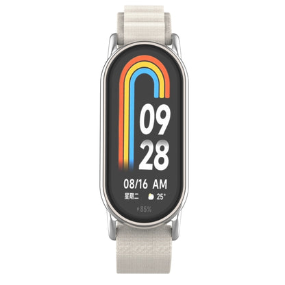 For Xiaomi Mi Band 8 Metal Plug Loop Nylon Watch Band(Silver+Starlight) - Watch Bands by buy2fix | Online Shopping UK | buy2fix