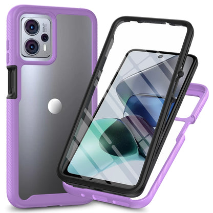 For Motorola Moto G13 / G23 Starry Sky Full Body Hybrid Shockproof Phone Case with PET Film(Purple) by buy2fix