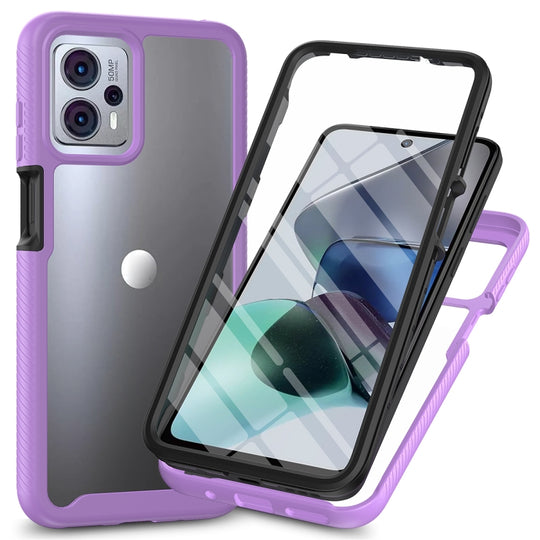 For Motorola Moto G13 / G23 Starry Sky Full Body Hybrid Shockproof Phone Case with PET Film(Purple)