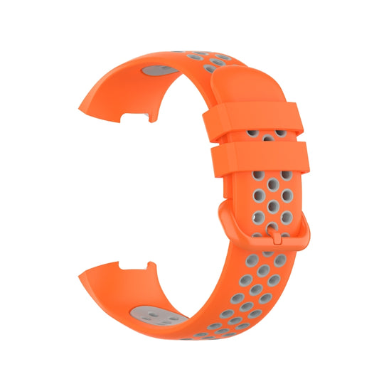 For Fitbit Charge 4 / Charge 3 / Charge 3 SE Watch Button Two Colors Silicone Replacement Strap Watchband(Orange Grey) - Watch Bands by buy2fix | Online Shopping UK | buy2fix