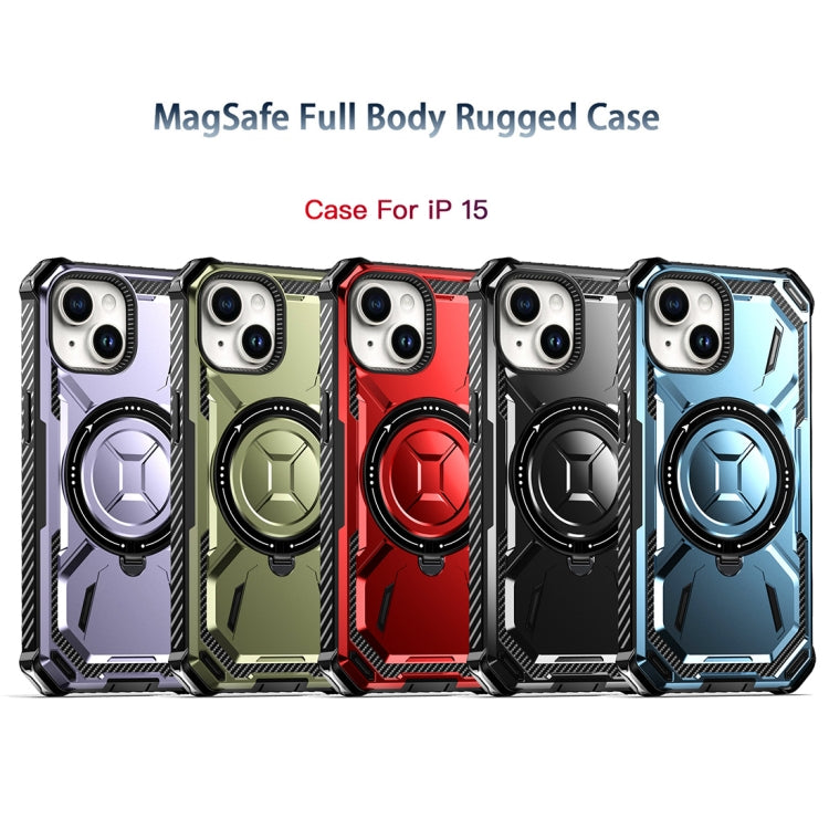 For iPhone 15 Armor Series Holder Phone Case(Red) - iPhone 15 Cases by buy2fix | Online Shopping UK | buy2fix