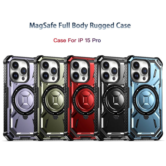 For iPhone 15 Pro Armor Series Holder Phone Case(Red) - iPhone 15 Pro Cases by buy2fix | Online Shopping UK | buy2fix