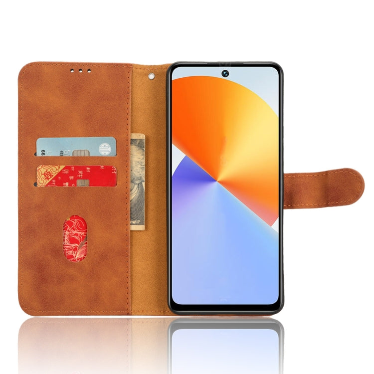 For Infinix Note 30 5G Skin Feel Magnetic Flip Leather Phone Case(Brown) - Infinix Cases by buy2fix | Online Shopping UK | buy2fix