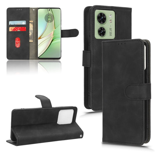 For Motorola Edge 40 Skin Feel Magnetic Flip Leather Phone Case(Black) - Motorola Cases by buy2fix | Online Shopping UK | buy2fix