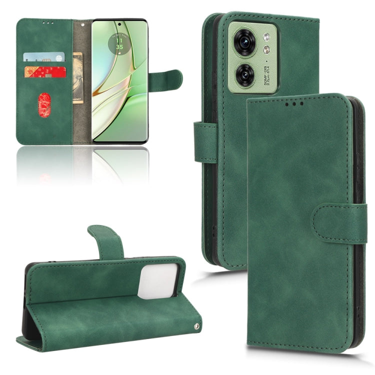 For Motorola Edge 40 Skin Feel Magnetic Flip Leather Phone Case(Green) - Motorola Cases by buy2fix | Online Shopping UK | buy2fix