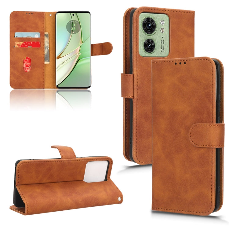 For Motorola Edge 40 Skin Feel Magnetic Flip Leather Phone Case(Brown) by buy2fix