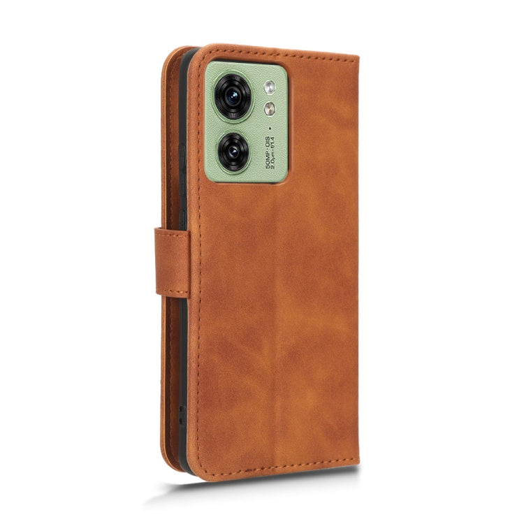 For Motorola Edge 40 Skin Feel Magnetic Flip Leather Phone Case(Brown) by buy2fix