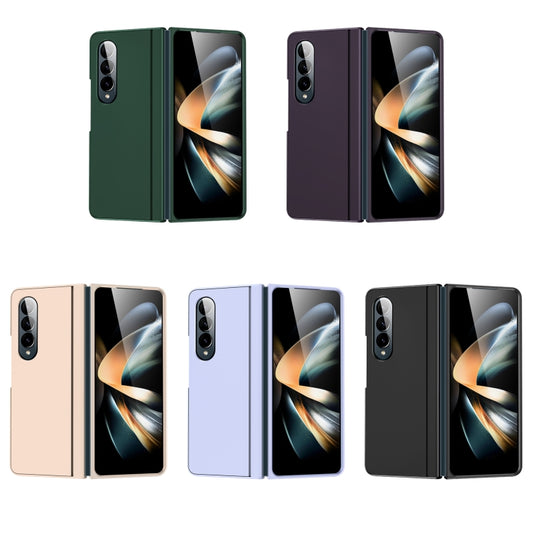For Samsung Galaxy Z Fold4 Skin Feel Fold Full Coverage Phone Case with Holder(Black) - Galaxy Z Fold4 5G Cases by buy2fix | Online Shopping UK | buy2fix
