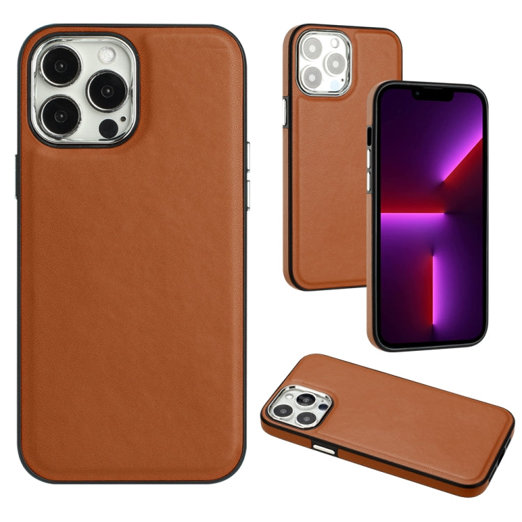 For iPhone 15 Pro Max Leather Texture Full Coverage Phone Case(Brown) - iPhone 15 Pro Max Cases by buy2fix | Online Shopping UK | buy2fix