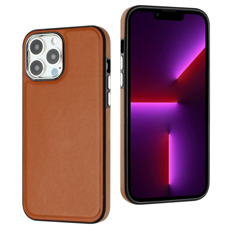 For iPhone 15 Pro Max Leather Texture Full Coverage Phone Case(Brown) - iPhone 15 Pro Max Cases by buy2fix | Online Shopping UK | buy2fix