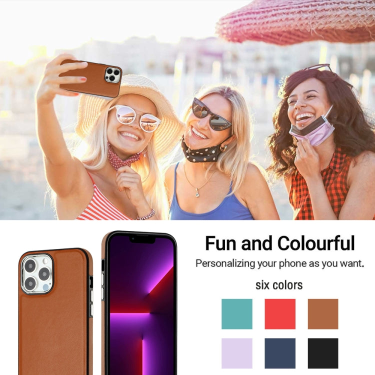 For iPhone 15 Pro Max Leather Texture Full Coverage Phone Case(Brown) - iPhone 15 Pro Max Cases by buy2fix | Online Shopping UK | buy2fix