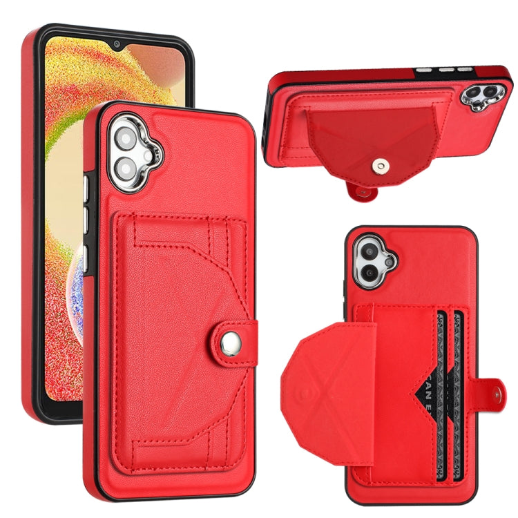 For Samsung Galaxy A04E / F04 / M04 Shockproof Leather Phone Case with Card Holder(Red) by buy2fix